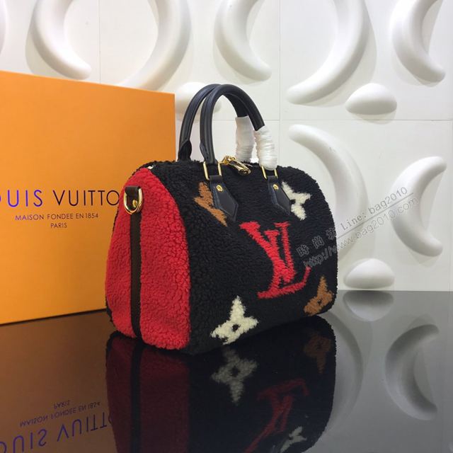 LV包 LV女包 M55423 經典Speedy25手袋 LVTeddy系列 LV羊毛枕頭包 手提包 LV單肩斜挎包  ydh3294